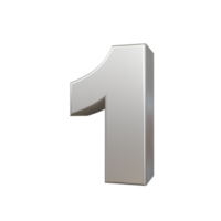 acciaio testo effetto numero 1. 3d rendere png