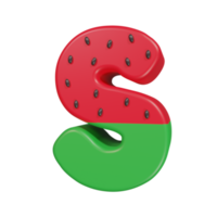Wassermelone Texteffekt Buchstabe s. 3D-Rendering png