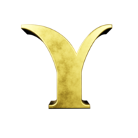 gold text effect letter Y. 3d render png