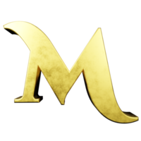 oro testo effetto lettera m. 3d rendere png