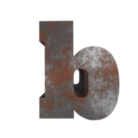 iron rusty text effect letter b. 3d render png