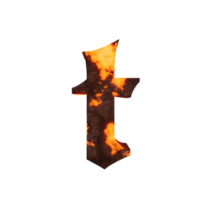 efecto de texto de lava letra t. renderizado 3d png