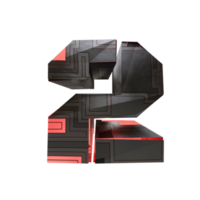 sci-fi text effect number 2. 3d render png