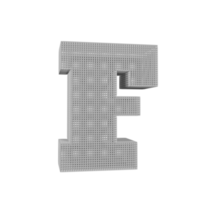 wireframe text effect letter F. 3d render png