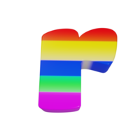 rainbow text effect letter r. 3d render png