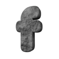 letra de efeito de texto de pedra f. renderização 3D png