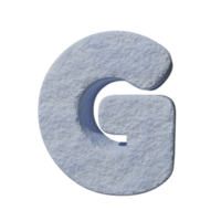 efecto de texto de nieve letra g. renderizado 3d png
