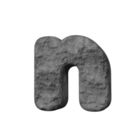 efecto de texto de piedra letra n. renderizado 3d png