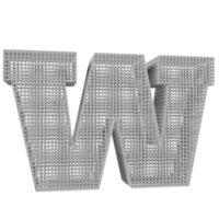 wireframe text effect letter W. 3d render png