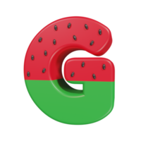 Wassermelone Texteffekt Buchstabe g. 3D-Rendering png