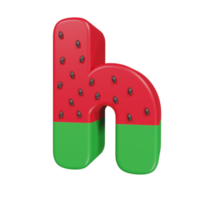 Wassermelone Texteffekt Buchstabe h. 3D-Rendering png