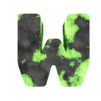 uranium text effect letter W. 3d render png
