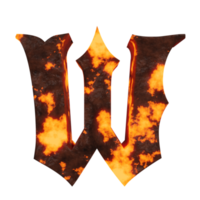 lettre d'effet de texte de lave w. rendu 3D png