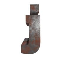 ferro arrugginito testo effetto lettera j. 3d rendere png