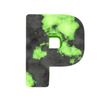 uranium text effect letter P. 3d render png