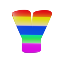 rainbow text effect letter Y. 3d render png