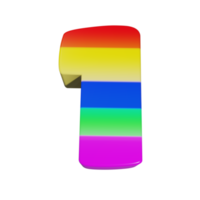 efecto de texto de arco iris número 1. render 3d png