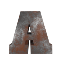 iron rusty text effect letter A. 3d render png