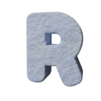 efecto de texto de nieve letra r. renderizado 3d png