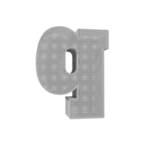 efecto de texto de estructura metálica letra q. renderizado 3d png