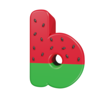 Wassermelone Texteffekt Buchstabe b. 3D-Rendering png