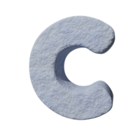 snow text effect letter C. 3d render png