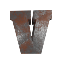 iron rusty text effect letter V. 3d render png