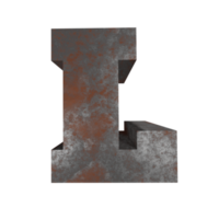 iron rusty text effect letter L. 3d render png