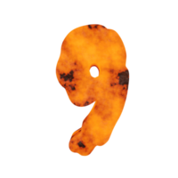 lava testo effetto numero 9. 3d rendere png