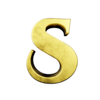 efecto de texto dorado letra s. renderizado 3d png