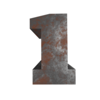 effet de texte rouillé de fer numéro 1. rendu 3d png