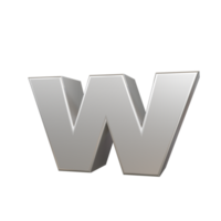 steel text effect letter w. 3d render png