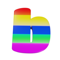 rainbow text effect letter b. 3d render png