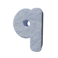 Schneetexteffekt Buchstabe q. 3D-Rendering png