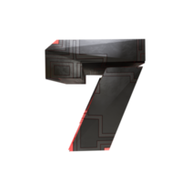 sci-fi text effect number 7. 3d render png