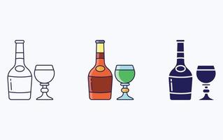 icono de ilustración de vidrio y botella vector