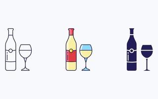 icono de ilustración de vidrio y botella vector