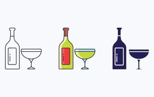 icono de ilustración de vidrio y botella vector