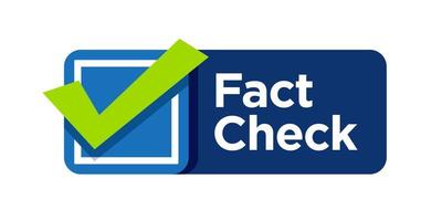 fact check vector design. checkmark on box with blue background.