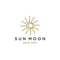 sun and moon logo icon in vintage ancient mystical gypsy bohemian design Vector line art