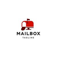 classic red mailbox vector logo design icon illustration isolated on white background