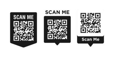 símbolo de escaneo de código qr para smartphone. inscripción escanéame con el icono del teléfono inteligente. código qr para el pago. ilustración vectorial vector