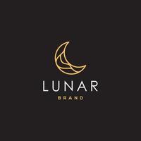 elegant crescent moon and star logo design line icon vector in luxury style outline linear