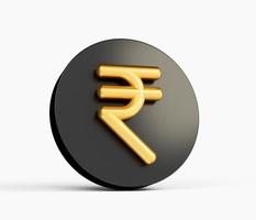 Indian Rupee symbol Gold and black isolated on white background 3d illustration photo