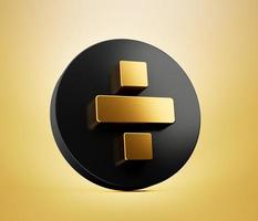 Golden 3d math Divide symbols with Black icon isolated background - 3D illustration photo
