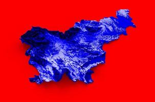 mapa de eslovenia con los colores de la bandera mapa en relieve sombreado azul y rojo ilustración 3d foto