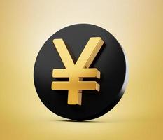 Yen Symbol made of gold with reflection isolated on white background. 3d illustration photo