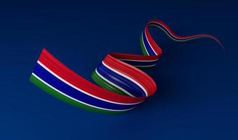 Waving ribbon or banner with flag of Gambia. independence day 3d illustration photo