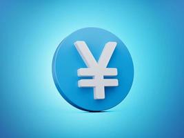 3d Yen symbol Blue White colors 3d illustration photo