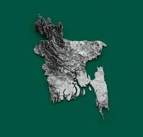 Bangladesh Map Shaded relief Color Height map on white Background 3d illustration photo